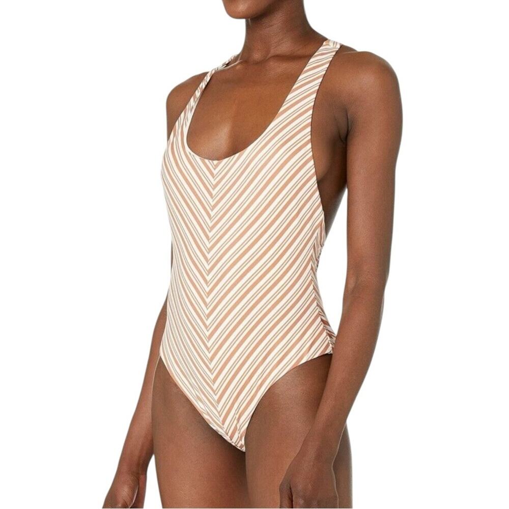 NWT RVCA Striped Scoop Neck Racerback One Piecee Swimsuit XL